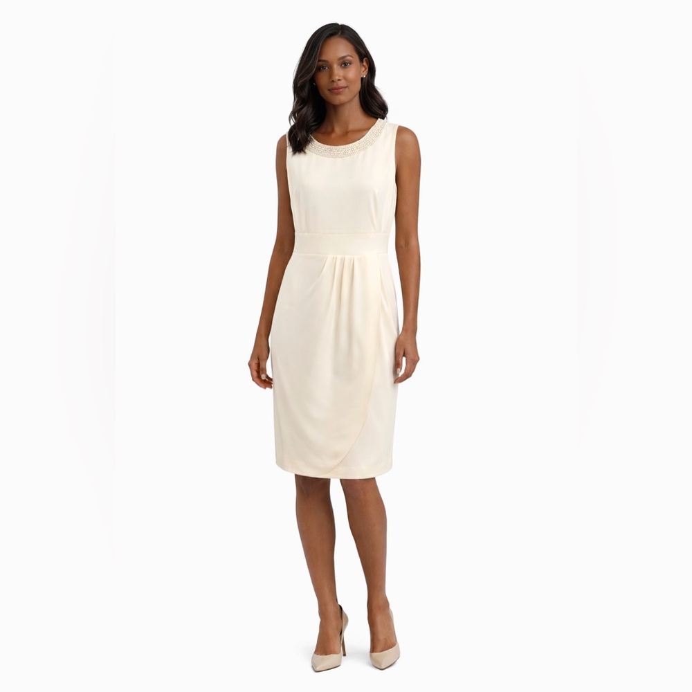 Elegant Cream Sleeveless Dress